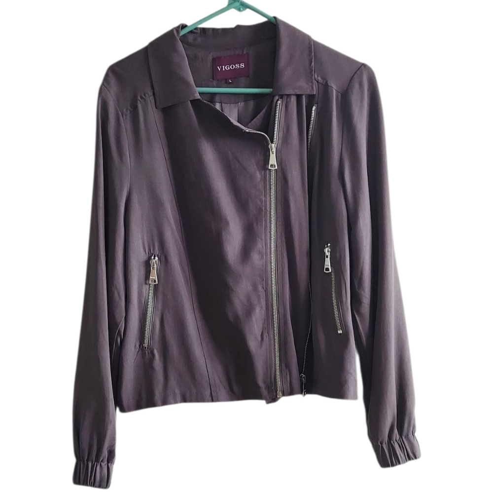 Vigoss Moto Like Zip Jacket Gray Size Large